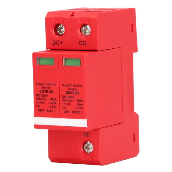 Rupoun Surge Protective Device 80KA 1000V DC Arrester for Distribution Box 2P, 3.54 in / 9 cm