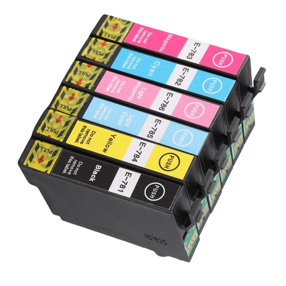 Rupoun T0781 T0782 T0783 T0784 T0785 T0786 Compatible 6-Color Ink Cartridge Replacement Set (Black/Cyan/Magenta/Yellow/Light Cyan/Light Magenta) for Stylus Photo R260 R280 R380 RX580 RX595 Artisan 50