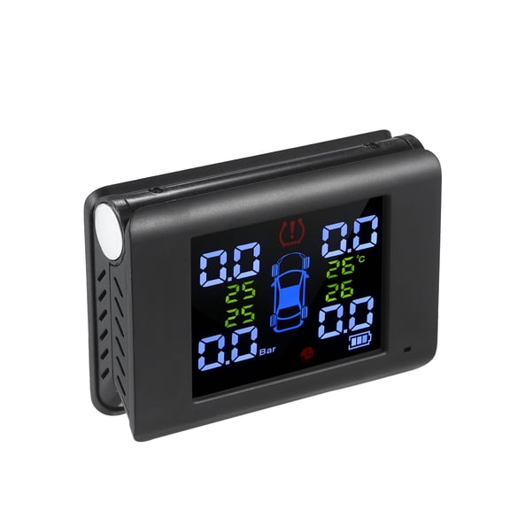 Rupoun TPMS Solar Power Tire Pressure Monitoring System with 4 External Sensors, 7 Alarm Modes, LCD Digital Display, 0-87 PSI / 0-6 Bar for Car Truck RV
