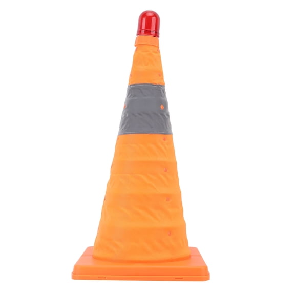 Rupoun Telescopic 17.7 inches / 45cm Reflective Traffic Safety Cone with Warning Lamp, Orange, 1 Pack