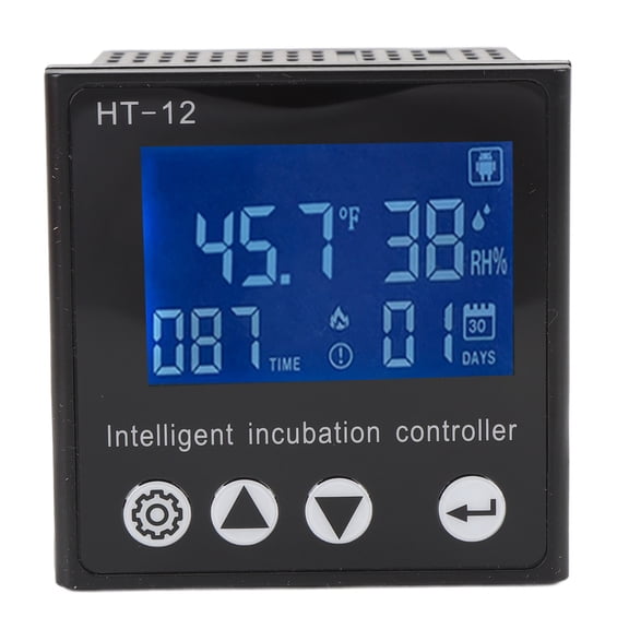 Rupoun Temperature and Humidity Controller LCD Digital Display Intelligent Control Meter for Breeding Egg Incubators Black Compact 3.54 inches / 9 cm