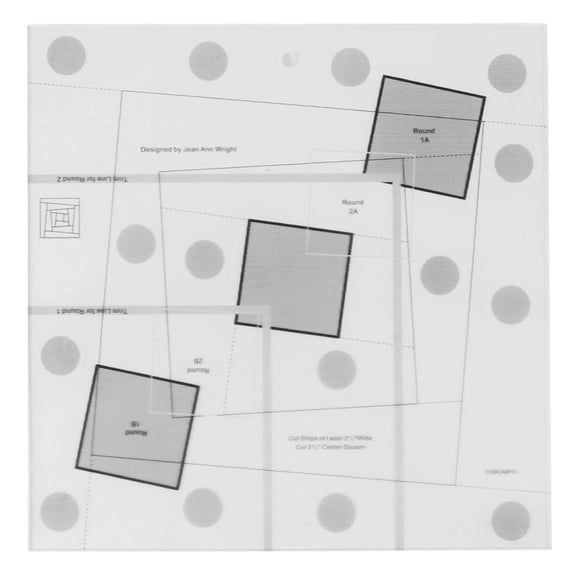 Rupoun Transparent Acrylic Log Cabin Quilt Ruler 8" x 8" – Non‑Slip, Easy‑Trim Fabric Tool with Black/White Markings