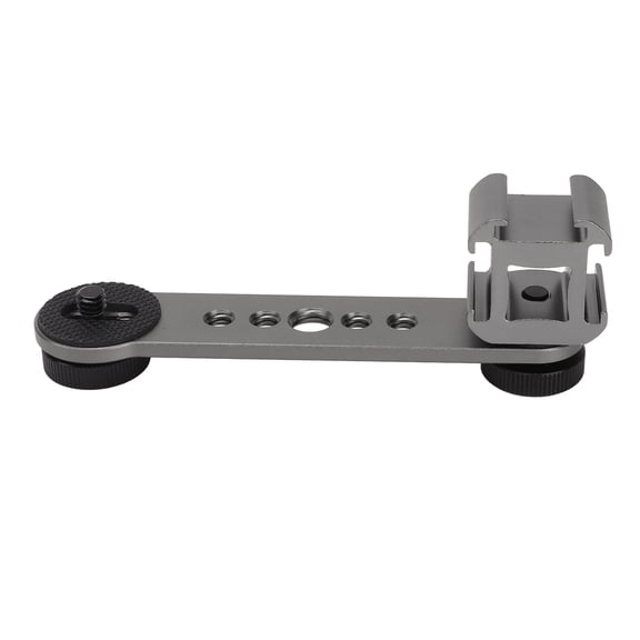 Rupoun Triple Cold Shoe Extension Bracket Mount Plate Adapter, Universal Aluminium Alloy Microphone Stand for Tripod Monopod Stabilizer, Camera Accessories, Dark Gray (4.8 inches / 122 mm)