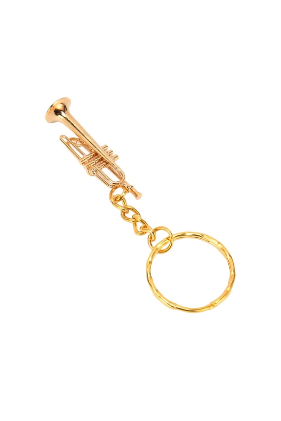 Trumpet Key Chain Pendant Metal Brass Fashionable Stylish Musical Instruments Keychain Key Ring for Festival Gift Decor Music Lovers (5.51 inches / 14 cm)