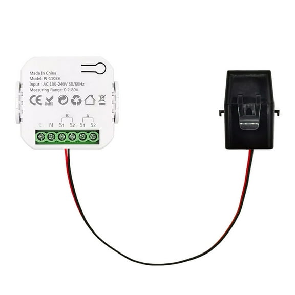 Rupoun Tuya WiFi Energy Switch Multifunction Power Voltage Current Meter 1CT Real-time Statistics App Control (1.85 inches / 47 mm) [cite: 6, 7]