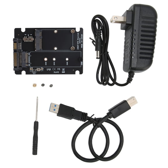 Rupoun USB 3.0 External Hard Drive Docking Station Copy Offline Clone Function Dual Bay HDD Docking Station with NGFF M.2 mSATA Riser Card, 10 inches / 25.4 cm