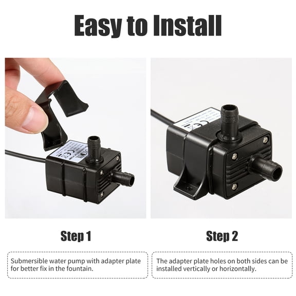 Rupoun USB Brushless Water Pump Ultra-Quiet Submersible Fountain Pump for Aquarium Fish Tank Circulation, 47.5 GPH (180L/H) Flow Rate, 3.28 ft (100 cm) Lift, DC 5V 1.2W Waterproof IP68, Black