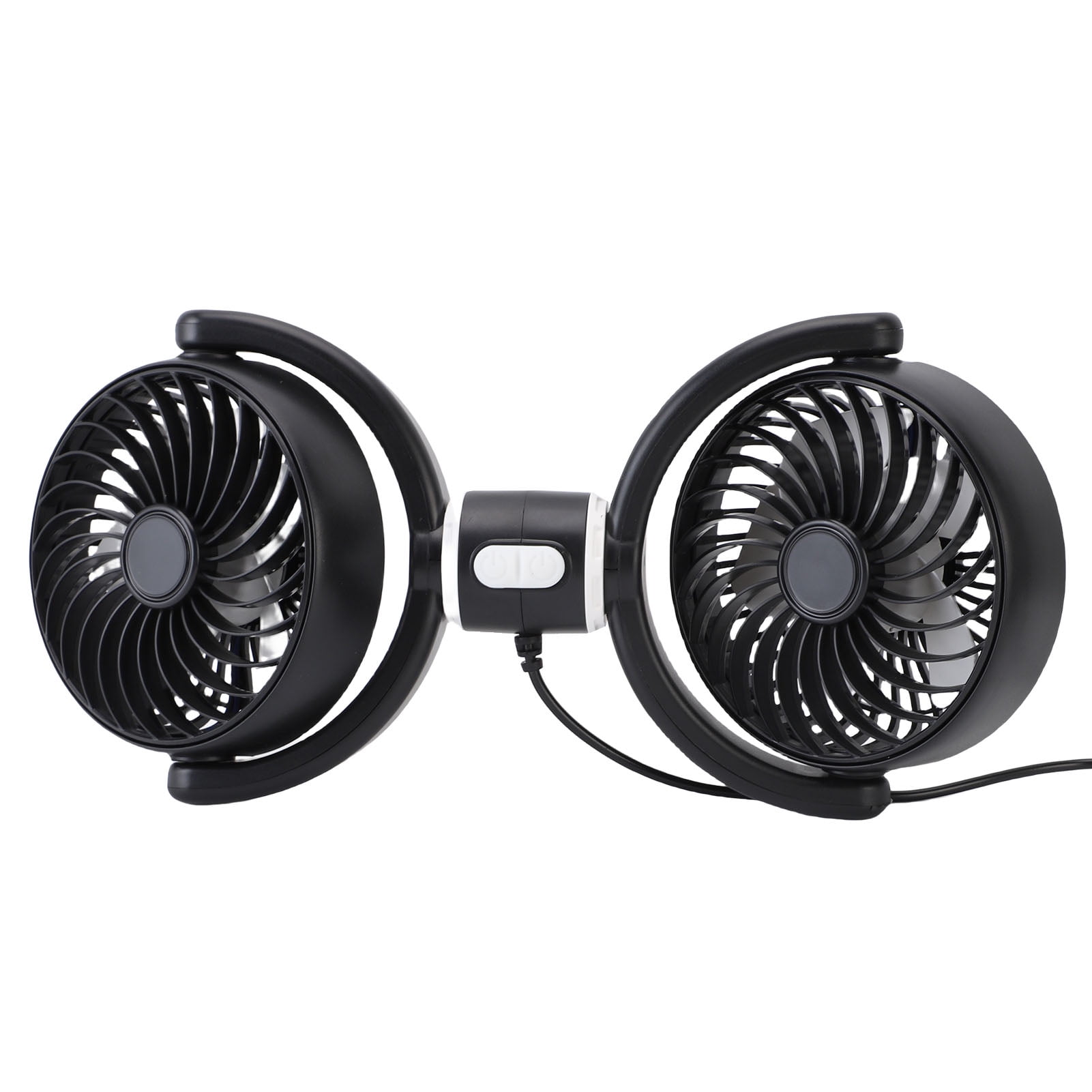 Rupoun USB Car Cooling Fan for Backseat, 12.2 x 5.7 inches / 31 x 14.5 cm Dual Head Vehicle Rear Headrest Fan with 360 Degree Rotation, Powerful Electric Air Circulation Fan for Auto SUV RV