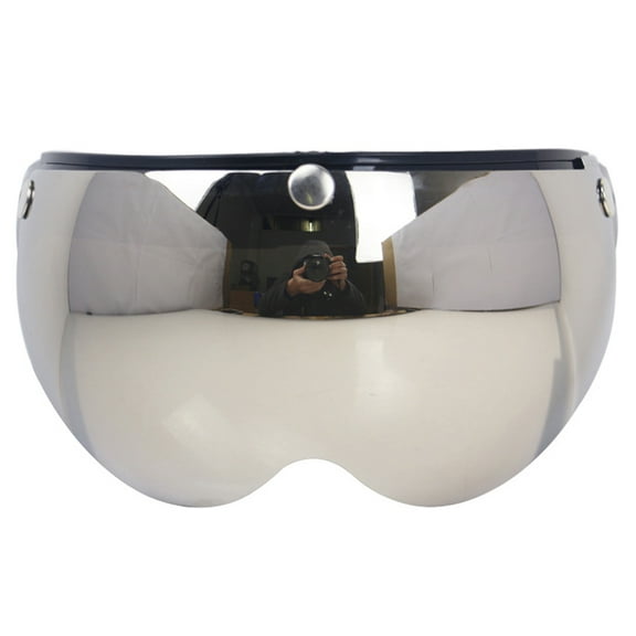 Rupoun Universal Windproof 3-Snap Motorcycle Helmet Visor Front Flip Up Wind Shield Lens Replacement, Silver, 1 Piece (9.25 x 5.31 x 4.33 Inches / 23.5 x 13.5 x 11 cm)