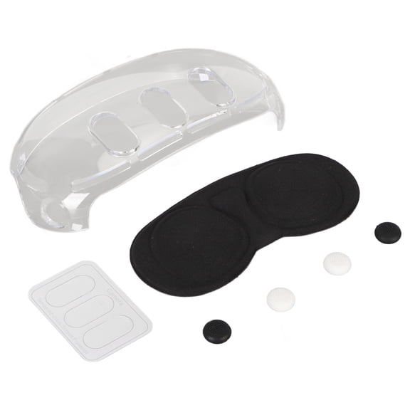 Rupoun VR Headset Protective Shell Cover Set Compatible for Meta Quest 3, Crystal Clear Host Case and Protective Lens Cover with Anti-Skid Joystick Caps Tempered Film Accessories - 17x7x6 in