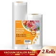 thumbnail image 1 of Rupoun Vacuum Sealer Bags for Food 2 Rolls (11" x 50' and 8" x 50'), Disposable Storage Bags for Vacuum Sealing, Clear, 1 of 8