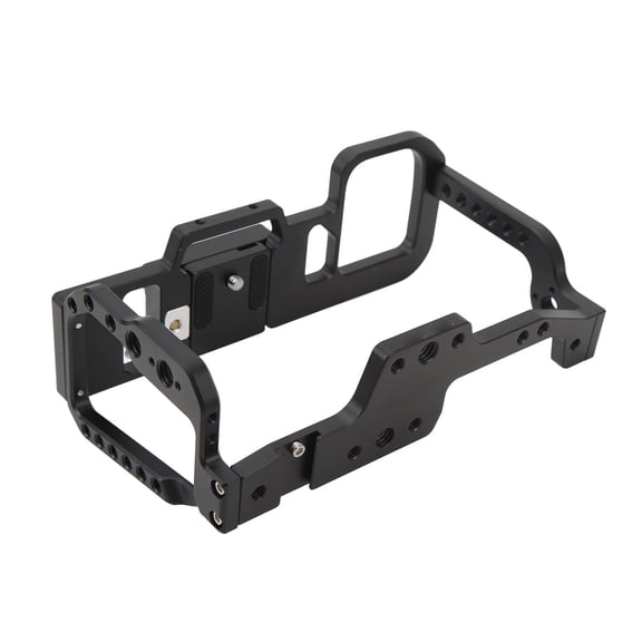 Rupoun Video Cage Camera Rig Aluminium Alloy Stabilizer with Cold Shoe 1/4in 3/8in Screw Holes for BMPCC4K 6K - Strong Grip Quick Release