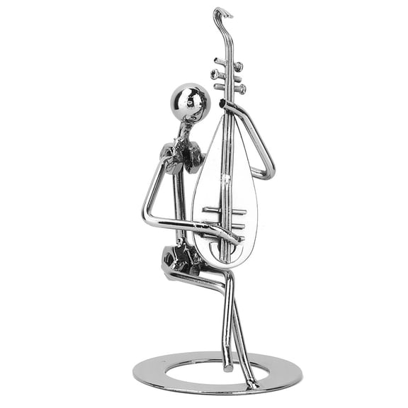 Rupoun Vintage Iron Art Musician Pipa Performer Model Home Bar Display Decoration Birthday Gift Solid Metal Figurine Desktop Knick-Knack 7.1 inches / 18 cm Black
