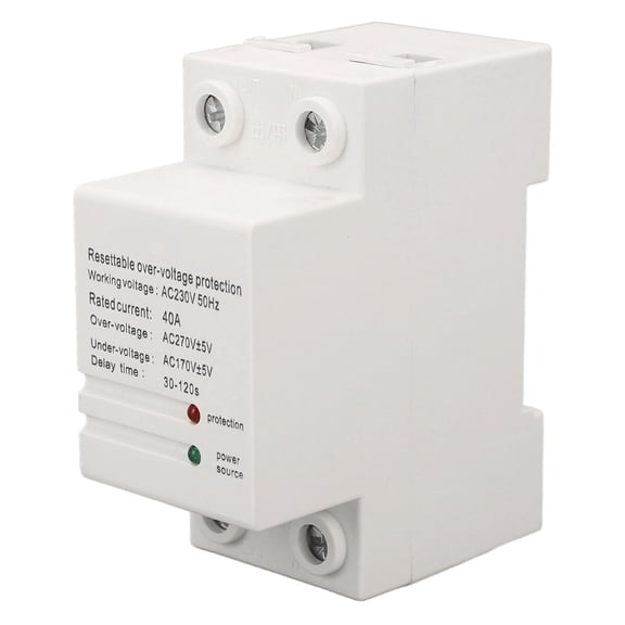 Rupoun Voltage Protective Device Single Phase Self Resetting Auto Over Under Protector 40A AC 230V Down Input Up Output