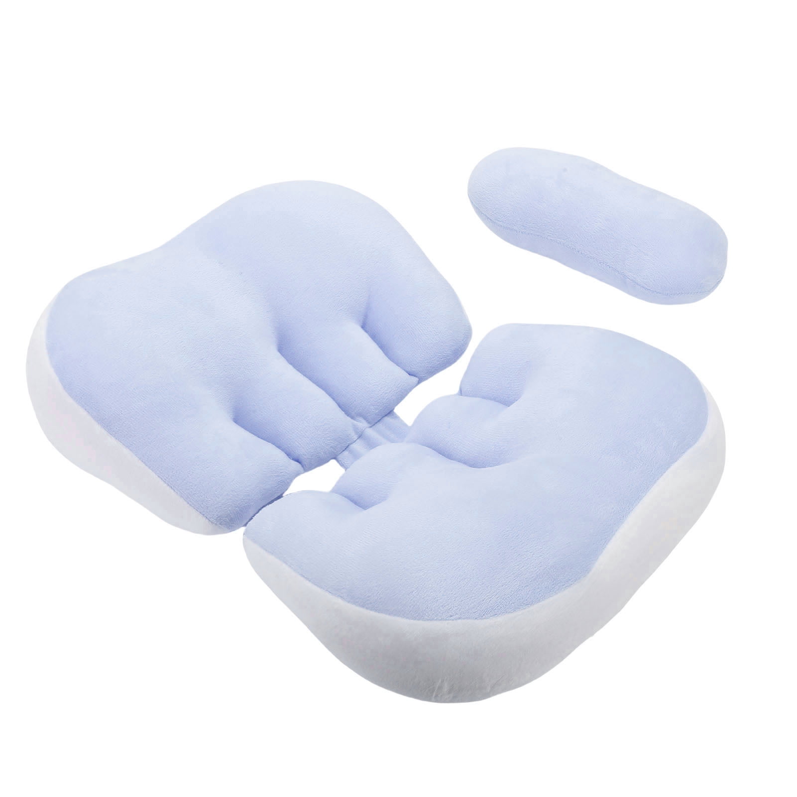 Rupoun W Shaped Maternity Pregnancy Pillow for Side Sleepers, Adjustable Cotton Belly Support Wedge Pillow, Includes Auxiliary Pillow, Washable, Blue (18.1x12.6x3.9 inches / 46x32x10 cm)