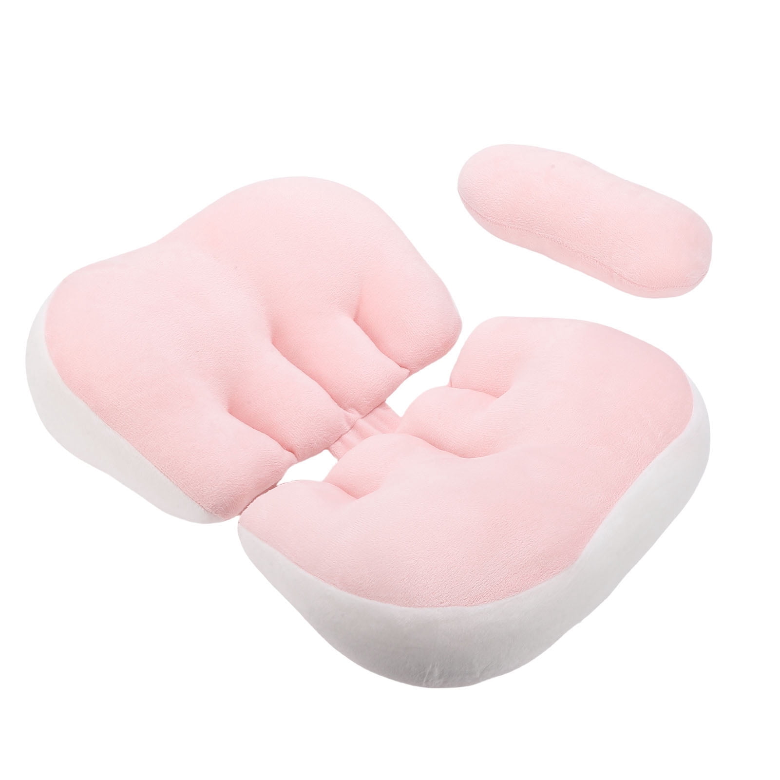 Rupoun W Shaped Maternity Pregnancy Pillow for Side Sleepers, Adjustable Cotton Belly Support Wedge Pillow, Includes Auxiliary Pillow, Washable, Pink (18.1x12.6x3.9 inches / 46x32x10 cm)