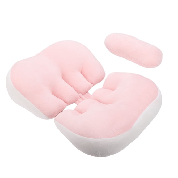Rupoun W Shaped Maternity Pregnancy Pillow for Side Sleepers, Adjustable Cotton Belly Support Wedge Pillow, Includes Auxiliary Pillow, Washable, Pink (18.1x12.6x3.9 inches / 46x32x10 cm)