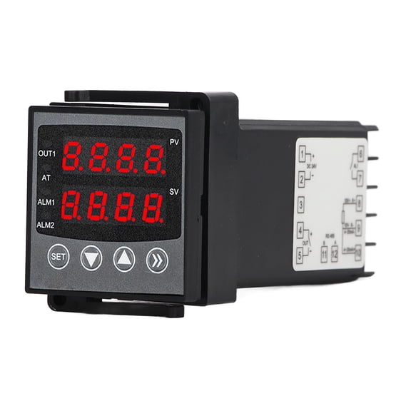Rupoun WS-T10-5 Digital Temperature Controller Smart PID Dual Display Thermostat with SSR Output 24V DC Programmable 1.73 inches / 44 mm