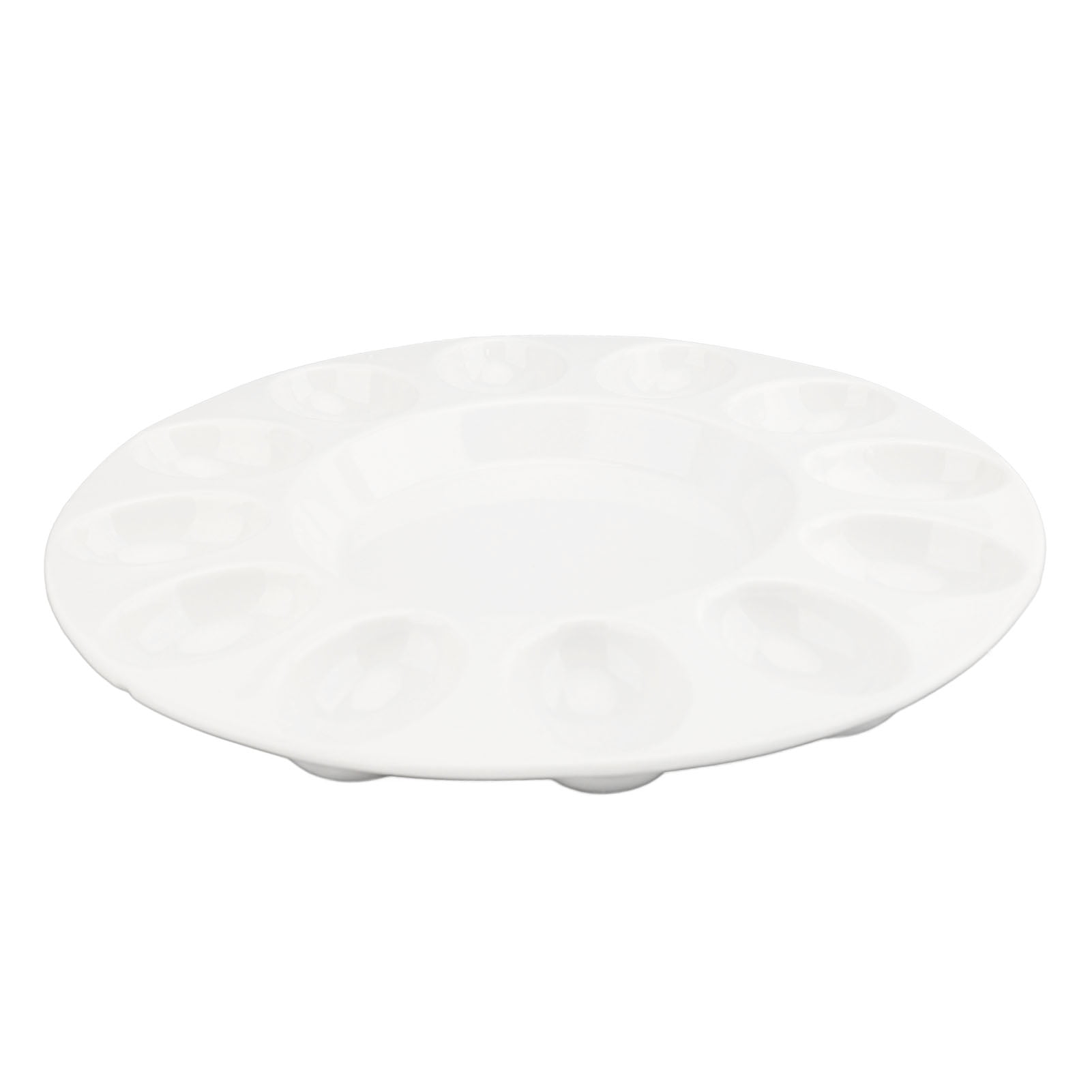 Rupoun White Ceramic 12-Hole Deviled Egg Platter Tray Holder for Easter & Everyday Use (12.2 inches / 31 cm)