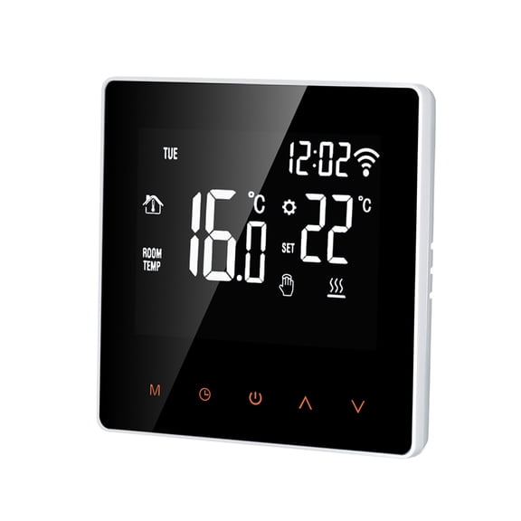 Rupoun Wi-Fi Smart Thermostat App Control LCD Touch Screen Weekly Programmable Electric Floor Heating Temperature Controller for Home Office Hotel 16A White Backlight
