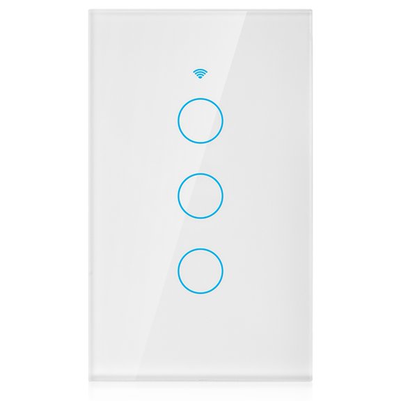 Rupoun WiFi Touch Screen Switch Single Circle Voice Control 3-Way AC (White)