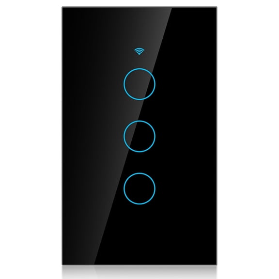 Rupoun WiFi Touch Screen Switch Single Circle Voice Control 3-Way (Black)