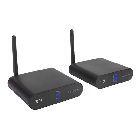 Rupoun Wireless AV Sender Transmitter Receiver Kit (9.06 inches / 23 cm) - 2.4GHz 656ft / 200m Extender Adapter EU Plug Black