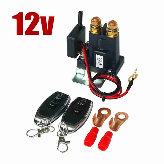 Rupoun Wireless Dual Remote Battery Isolation Switch 500A 12V Main Power Disconnect Switch with 2 Controllers for Auto Truck RV (5.9 x 3.9 x 3.9 inches / 15 x 10 x 10 cm)
