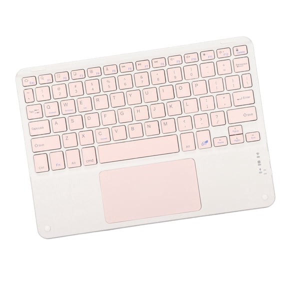 Rupoun Wireless Keyboard with Touchpad Low Noise Quadrate Keycap 10 inches / 25.4 cm Pink Multifunctional BT 3.0 External Keypad for Phone Laptops and Tablets with Built in 180mAh Battery