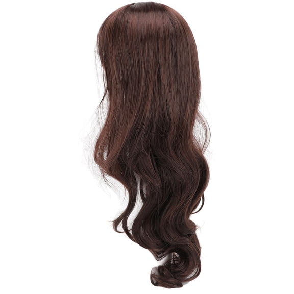 Rupoun Women's Long Wavy Wig Fashionable Elegant Hairstyle Heat Resistant Synthetic Fluffy Dark Brown Curly Wig for Daily Wear (9.84 inches / 25 cm)