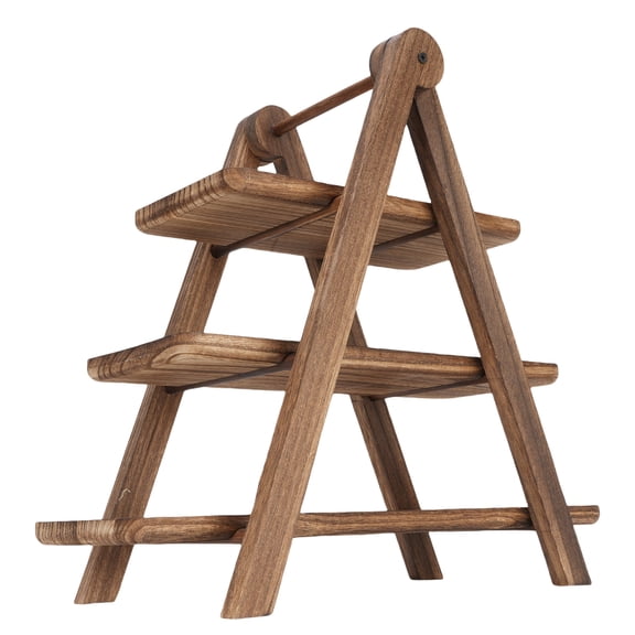 Rupoun Wood 3 Tier Serving Tray Rectangle Farmhouse Cupcake Display Platter Stand, Rustic Wooden Dessert Table Centerpiece, Multi-Layer Storage Rack for Fruit and Food, 18.11 inches / 46.00 cm