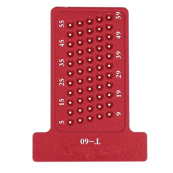Rupoun Woodworking T Type Scriber Measuring Tool, Aluminum Alloy Hole Gauge for Cross Calibration, Carpenter Ruler Line Marking Measuring Tool for DIY Makers, Precision Scribing Square, Red