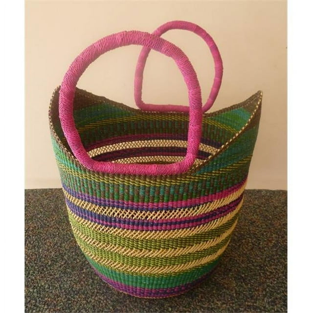 Rural Africa Crafts PB64 U-Shopper Basket - 15 x 10 x 11 in.