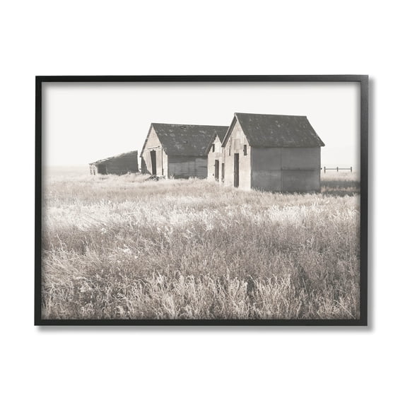 Rural Barn Grassland Field Landscape Photograph Black Framed Art Print Wall Art