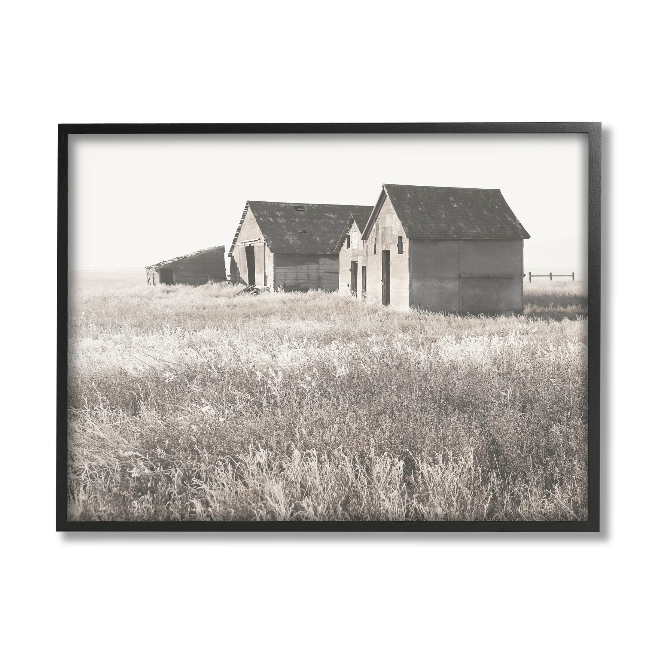 Rural Barn Grassland Field Landscape Photograph Black Framed Art Print Wall Art