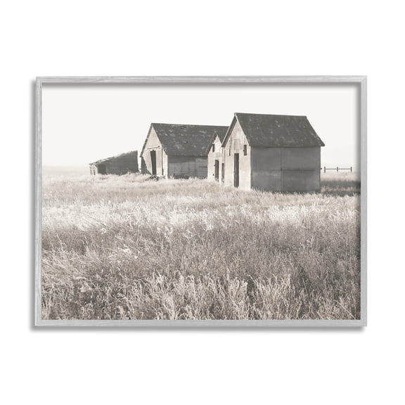 Rural Barn Grassland Field Landscape Photograph Gray Framed Art Print Wall Art