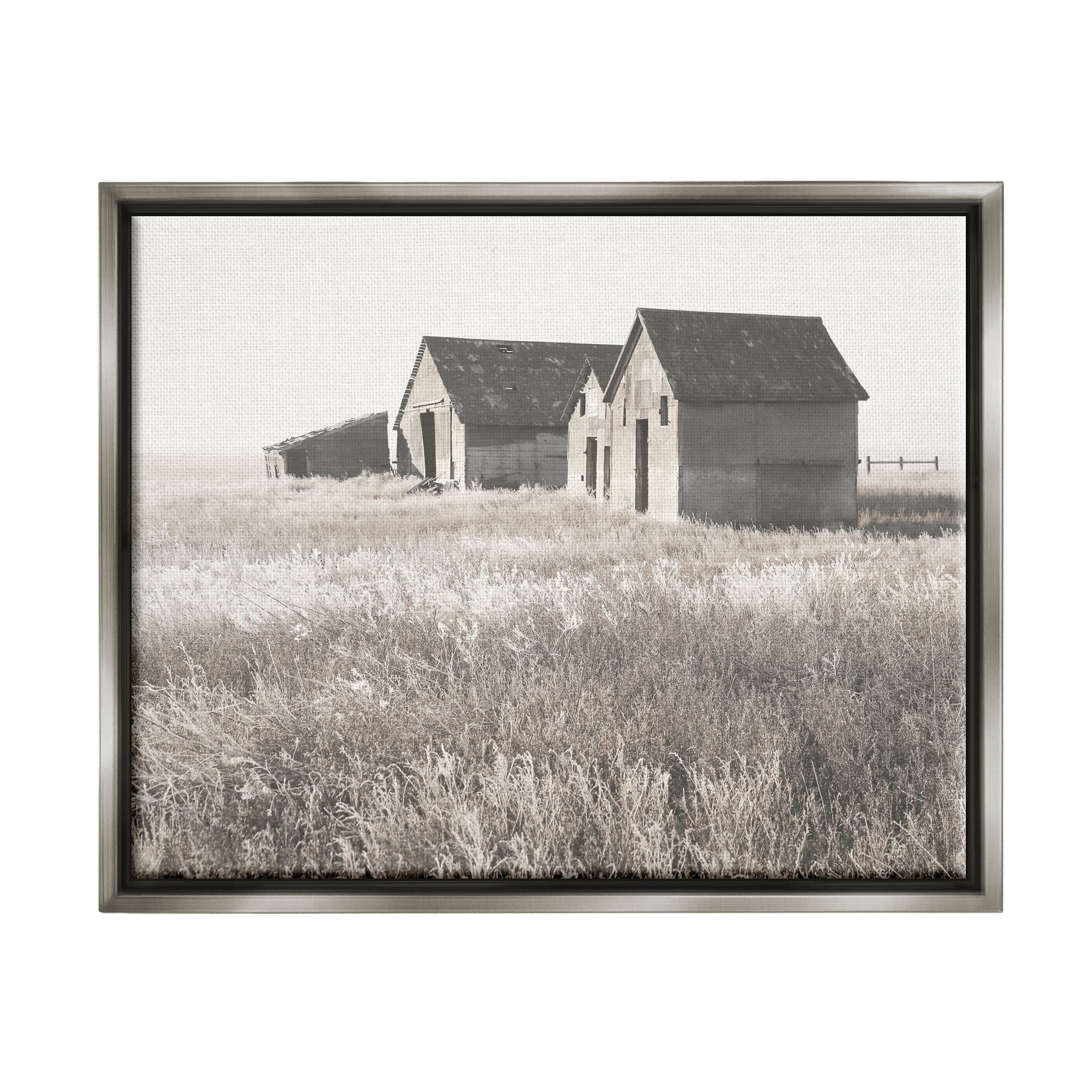 Rural Barn Grassland Field Landscape Photograph Luster Gray Framed Art Print Wall Art