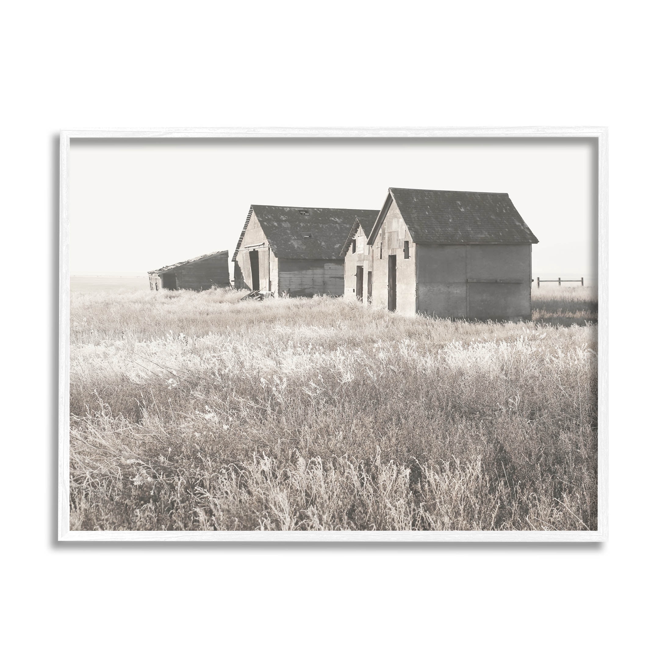 Rural Barn Grassland Field Landscape Photograph White Framed Art Print Wall Art