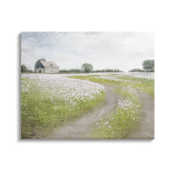 Rural Country Meadow Path Landscape Graphic Art Gallery Wrapped Canvas Print Wall Art