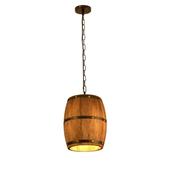 Rural Country Wooden Barrel Pendant Light Loft Vintage Kitchen Island Restaurant Hanging Lamp E27 Cafe Bar Creative Personality Wine Barrel Lamp