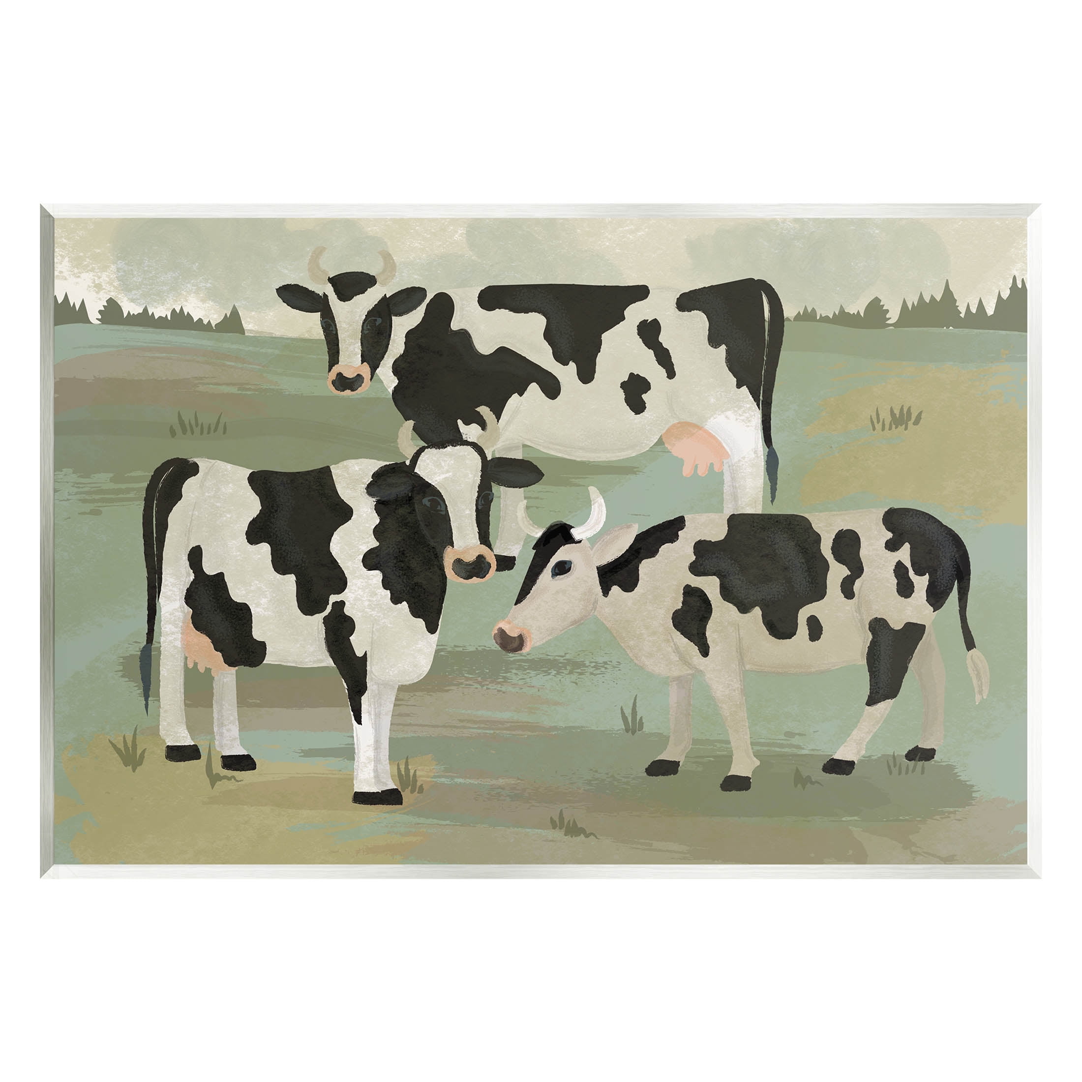 Rural Cows Grazing Trio Animals & Insects Graphic Art Unframed Art Print Wall Art