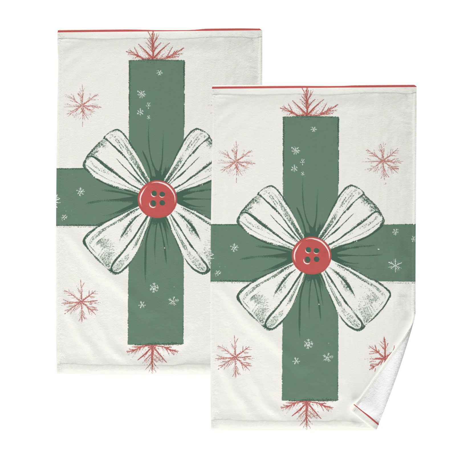 Rural Cross Hand Towels Cotton Bath Towels Large Face Towels Absorbent for Bathroom 2 Packs
