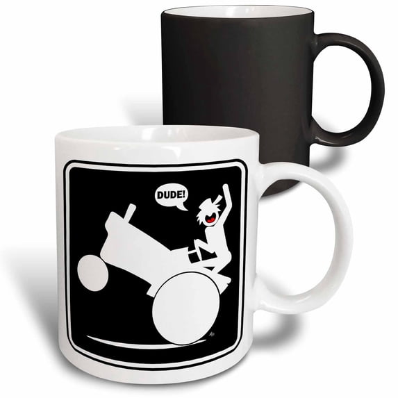 3drose, Rural Dude Tractor Wheelie Black Sign 2, 11oz Magic Transforming Mug