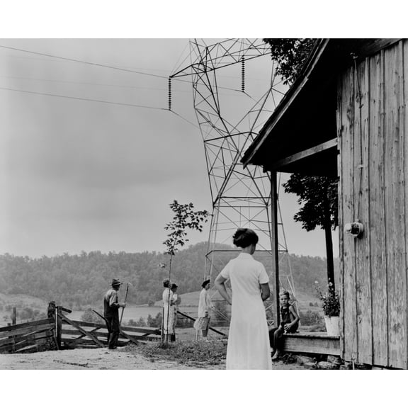 Rural Electrification In The Tennessee Valley. A Meter Has Been Installed On The Rural Home To Measure The Electricity Delivered From Tva (Tennessee Valley Authority) Transmission Line. Ca. 1943-44.