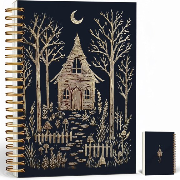 Rural Farmhouse Gothic A5 Spiral Notebook, Vintage Witchy Dark Academia Floral Journal, Gothic School Office Stationery, Unique Birthday Graduation Christmas Gift for Women
