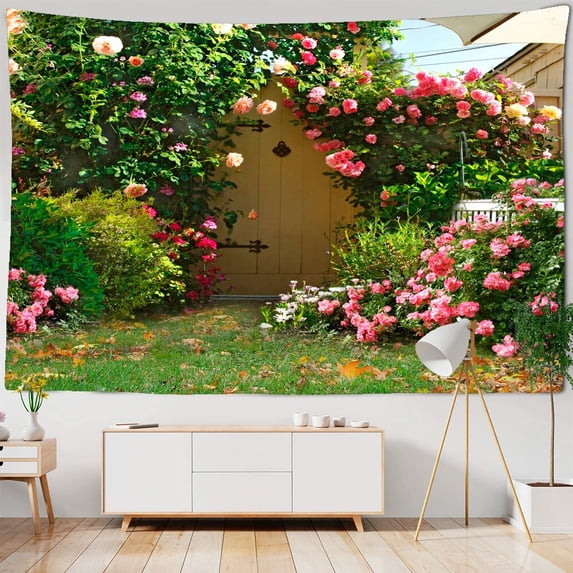 Rural Flower landscape Printed Fabric Tapestry Wall Hanging rative Wall Art Room Bedroom T