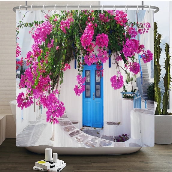 Rural Flowers European Garden Shower Curtain Bathroom Waterproof 3d Printed Bath Curtains With 12 Polyester Cloth