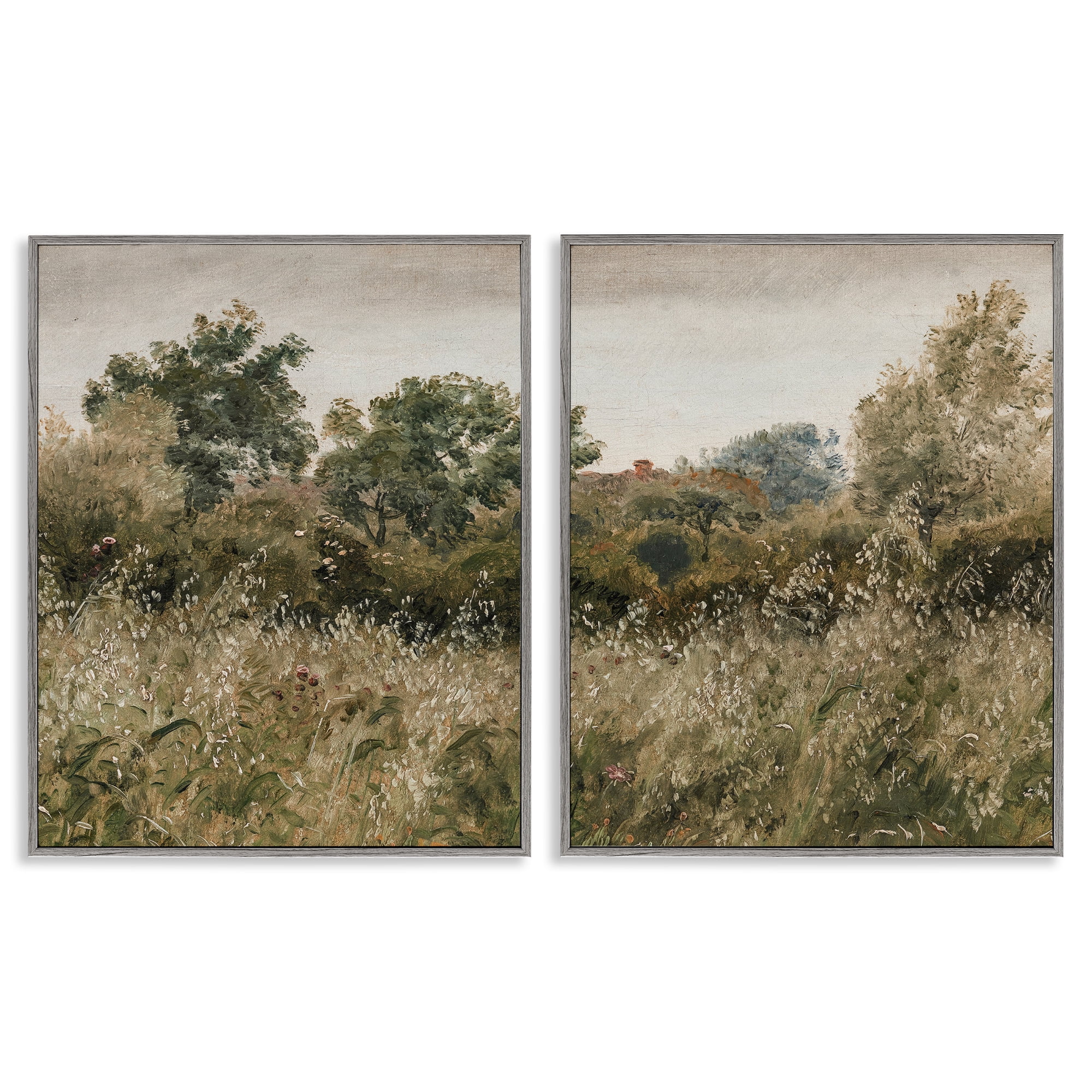 Rural Foliage Thicket 2 Piece Gray Framed Giclee Art Set, design by Lettered and Lined