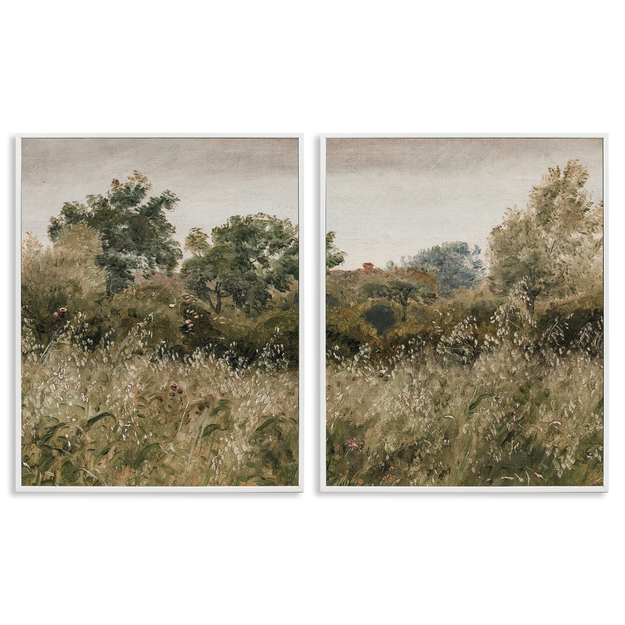 Rural Foliage Thicket 2 Piece White Framed Giclee Art Set, design by Lettered and Lined