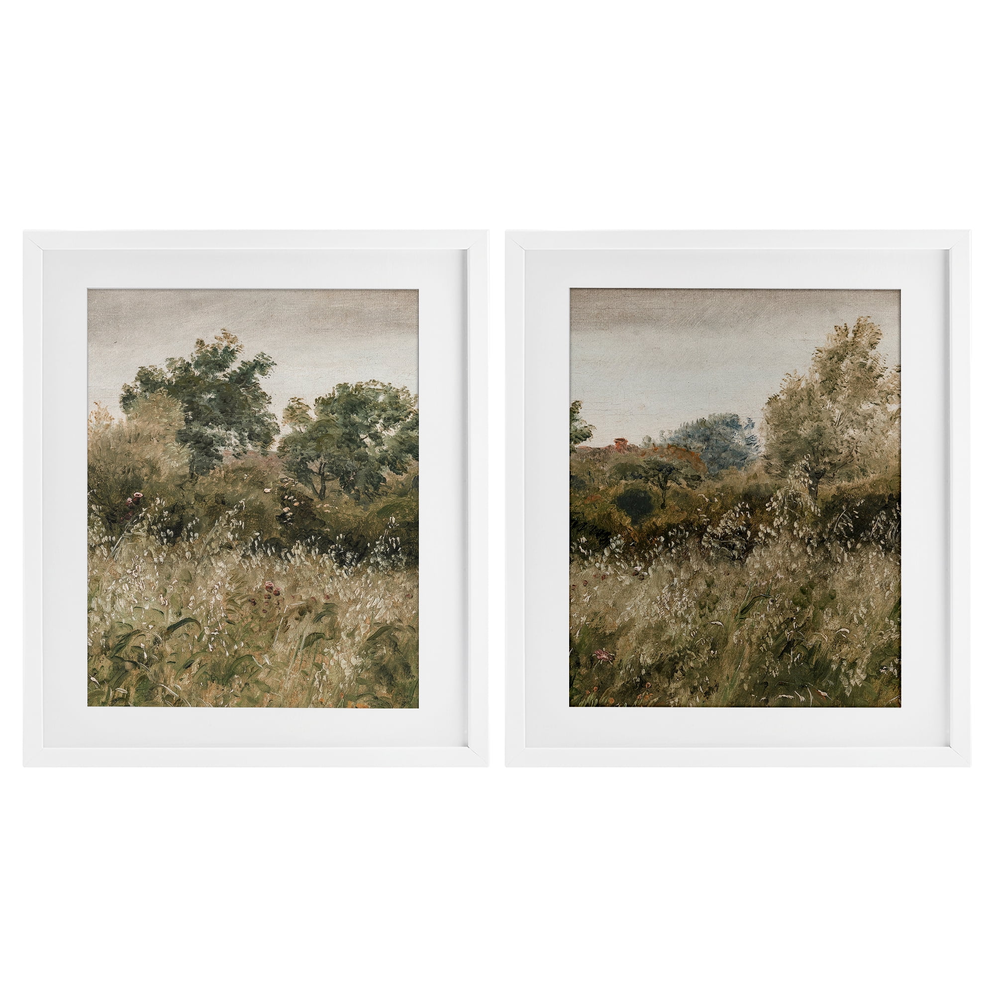 Rural Foliage Thicket 2 Piece White Framed Print Under Glass Set, design by Lettered and Lined